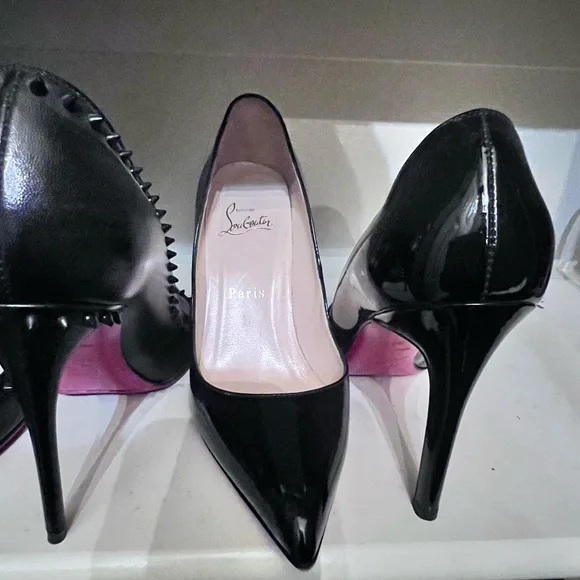 Christian Louboutin Black and Pink Heels display picture 1